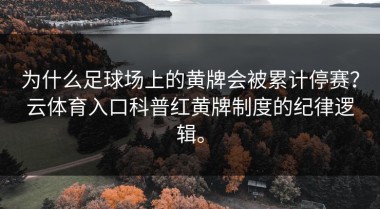 为什么足球场上的黄牌会被累计停赛？云体育入口科普红黄牌制度的纪律逻辑。