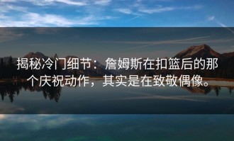 揭秘冷门细节：詹姆斯在扣篮后的那个庆祝动作，其实是在致敬偶像。