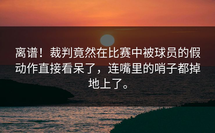 离谱！裁判竟然在比赛中被球员的假动作直接看呆了，连嘴里的哨子都掉地上了。